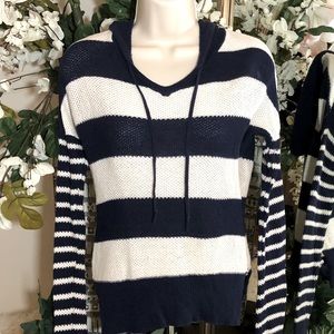 SO Navy & Cream Striped Hooded Sweatshirt